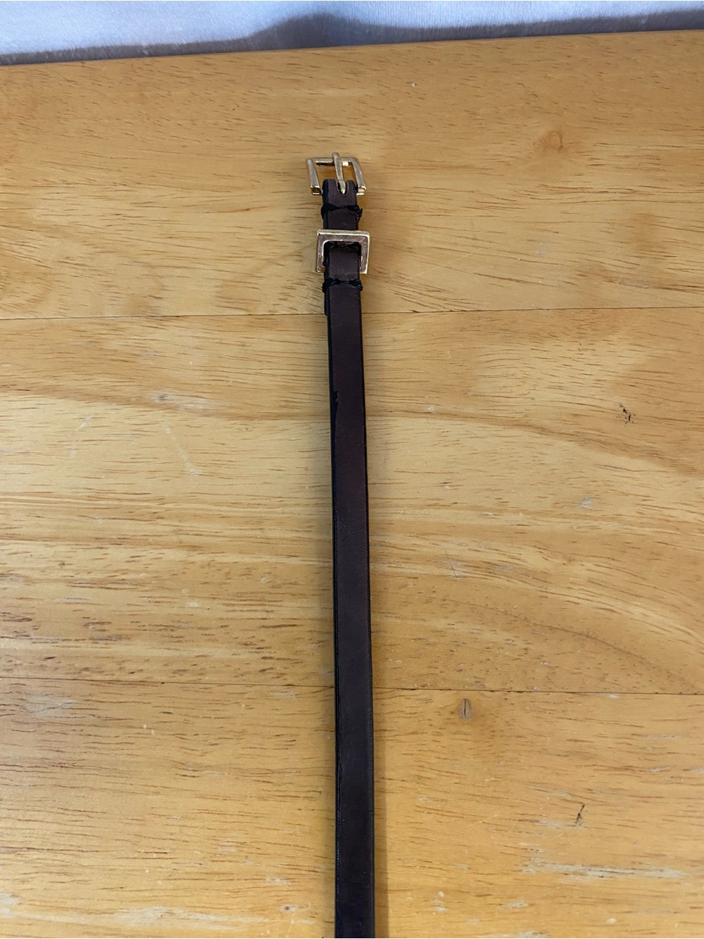 MM Lafleur Dark Brown Leather Slim Belt with Gold Hardware